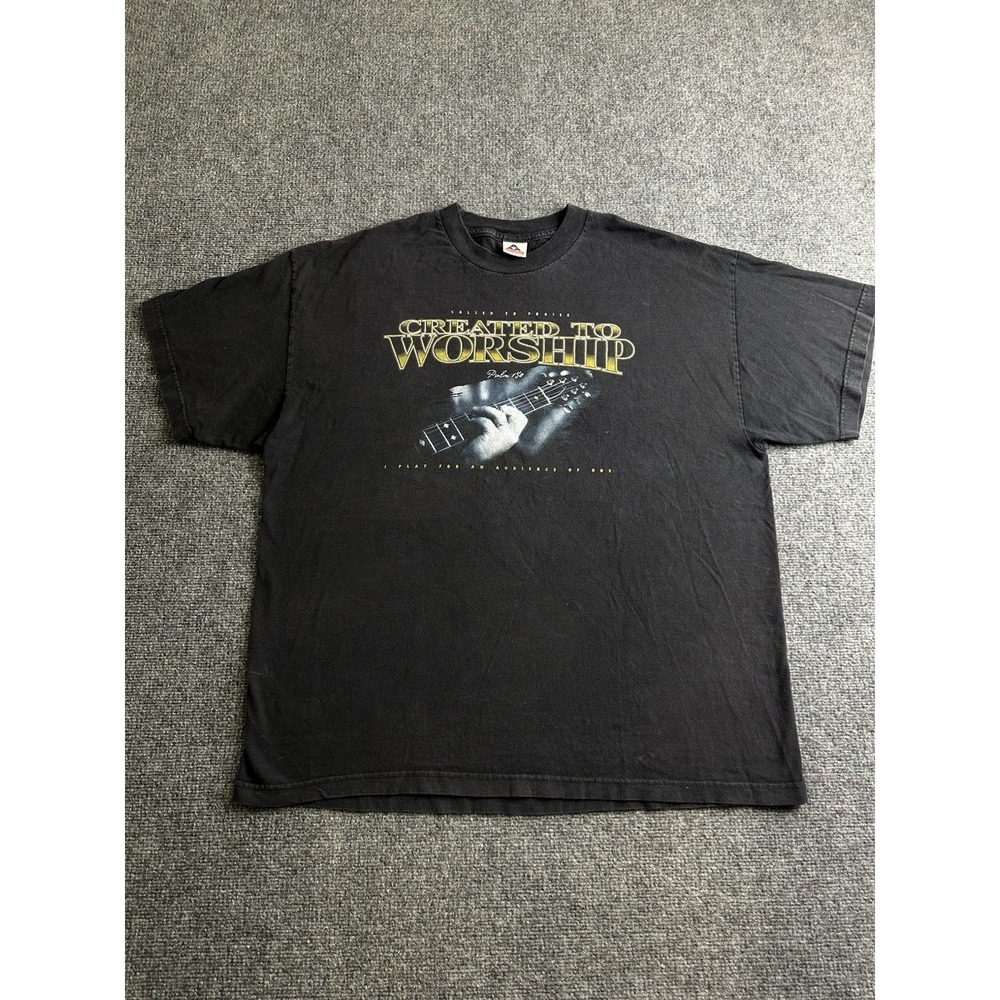 Mens Created To Worship Psalm 150 Graphic T-Shirt Black, Size 2XL